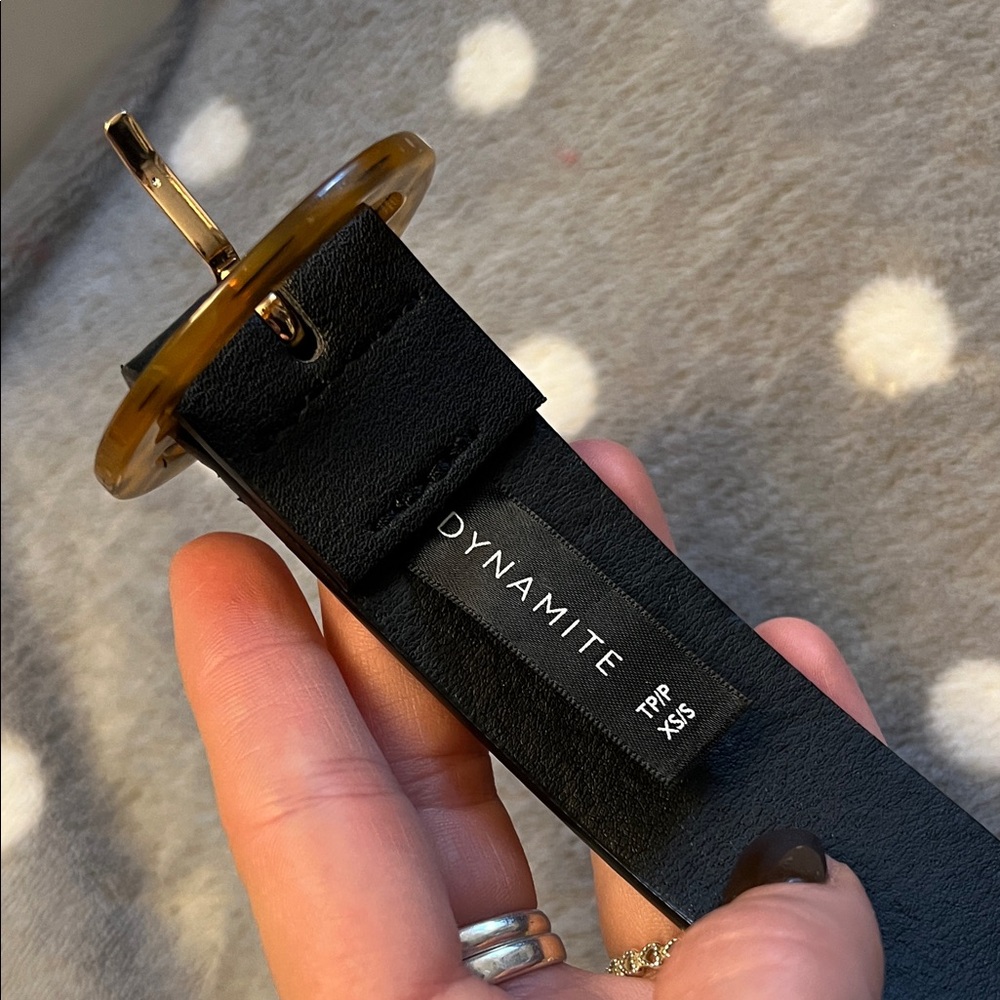 Dynamite | Women’s Size XS/S Black Belt with Tortoiseshell Buckle - Picture 2 of 7